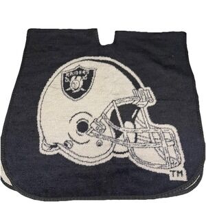 Vintage San Marcos Los Angeles Raiders Blanket Poncho Black Silver Big Logos